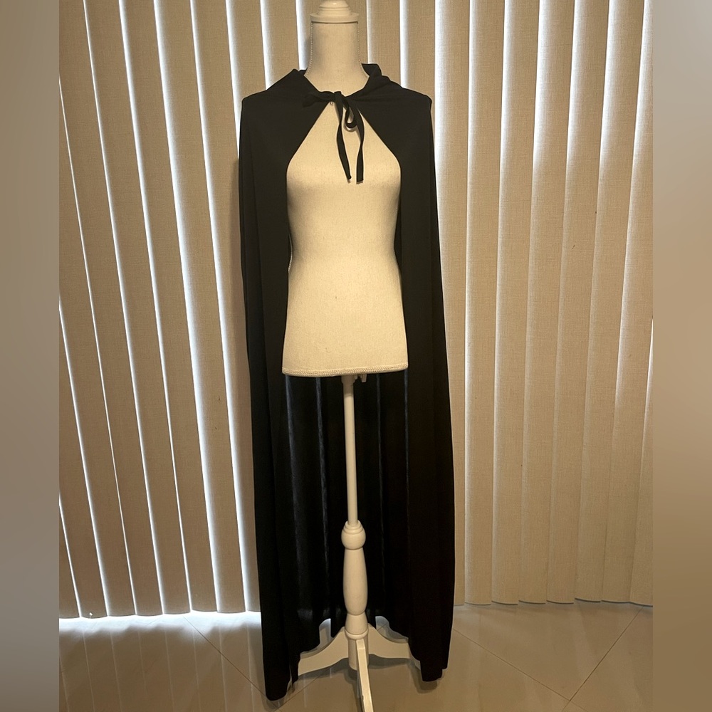 Rubies Long Black Hooded Cape One Size